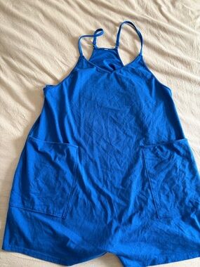 Royal Blue Sleeveless Pocket Romper